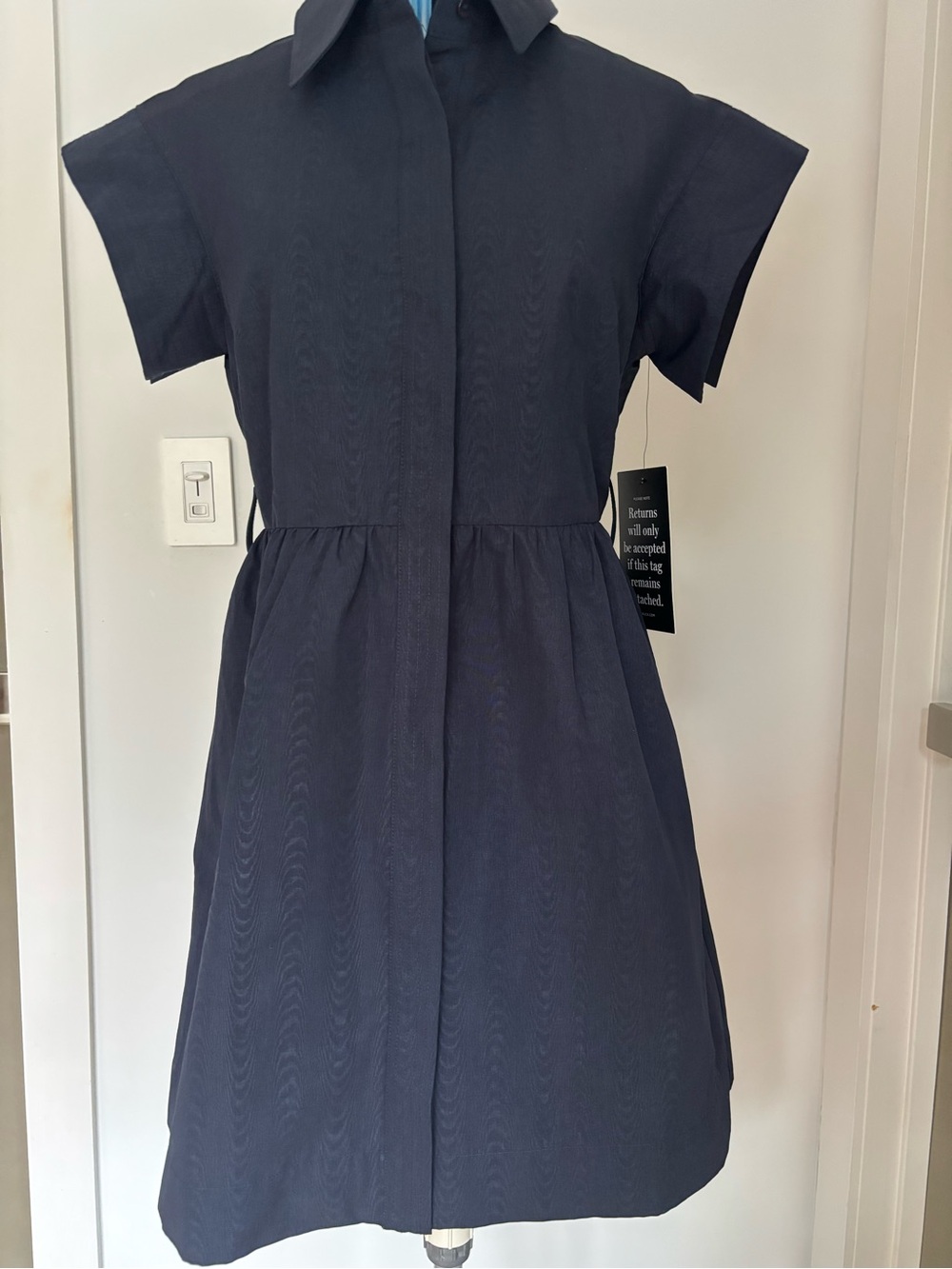 Tuckernuck Navy Mini Chloe Textured Shirt Dress S NWT | No Belt